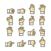 Hand gestures icons set, contrast color vector