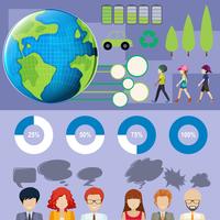 Infographic with people and graphs vector