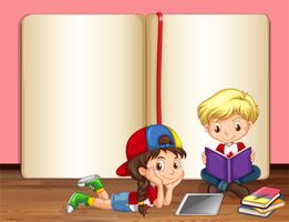 Boy and girl reading books vector