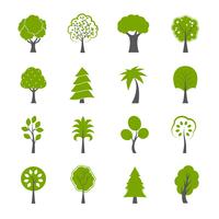 Colección de iconos de árboles verdes naturales conjunto vector