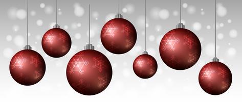 Background template with red christmas balls vector