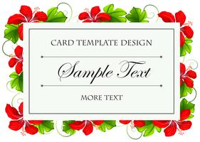 Card template design with red flowers vector