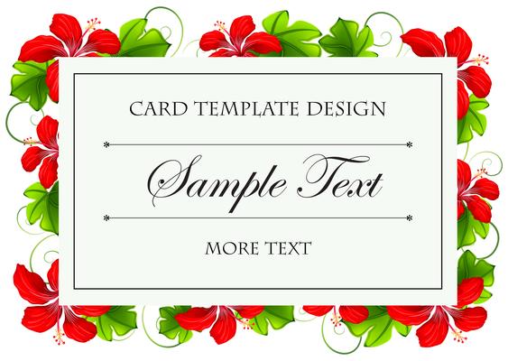 Card template design with red flowers