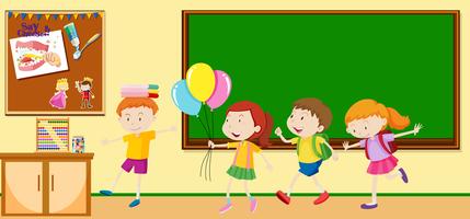 Children learning in the classroom vector