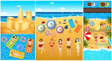 People having fun on the beach vector