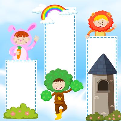 Banner template with kids in costume