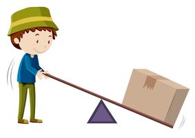 Boy lifting box with tool vector