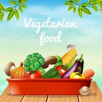 Diseño de cartel con comida vegetariana. vector