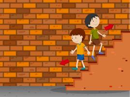 Boys walking up and down the stairs vector