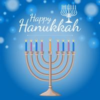 Card template for happy haukkah festival with blue candles vector