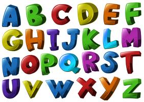 English alphabet fonts in different colors vector