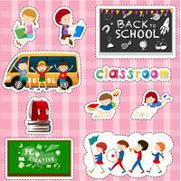 Sticker design for students and school items vector