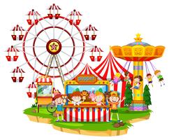 Niños felices en el circo vector