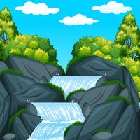 Background scene with waterfall at daytime vector