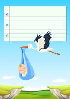 Paper design with bird flying with baby vector
