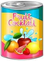 Fruit cocktail in aluminum can vector