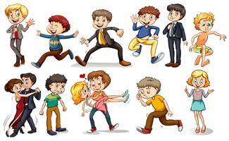A group of people doing different activities vector