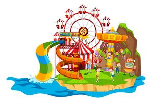 Scene with children playing rides vector