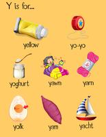 Many words begin with letter Y vector