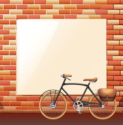 Blank board on brickwall