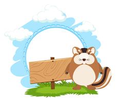 Wooden sign and chipmunk vector