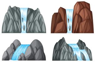 Cuatro patrones de cascada y rocas vector