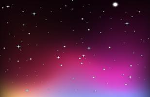 Diseño de fondo con estrellas en el cielo púrpura vector