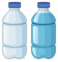 Dos botellas con y sin agua. vector