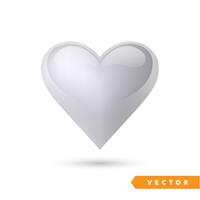 Realistic silver effect heart. Vector illustration. Realistic heart, isolated. - Vector