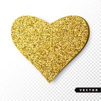 Corazón de destellos de oro vector