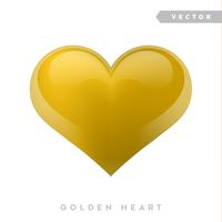 Realista efecto dorado del corazón. Ilustracion vectorial Corazón realista, aislado. - vector