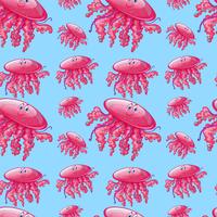 Seamless background template with pink jellyfish vector