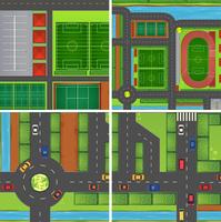 Scene with roads and sport fields vector