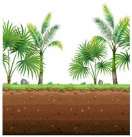 Seamless background with palm trees and underground scene vector