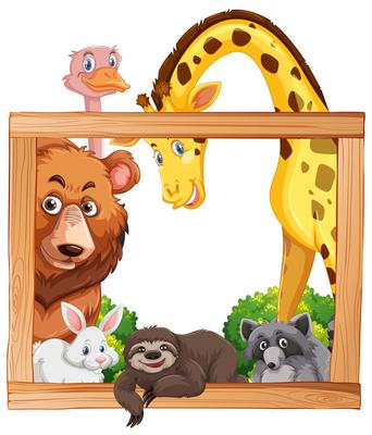 Wooden frame with wild animals