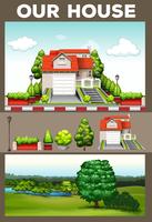 Scenes with house and park vector