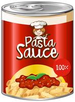 Pasta sauce in can with red label vector