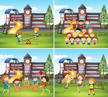 Children playing in the school ground vector