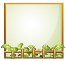 An empty frame with a wooden fence and vine plants vector