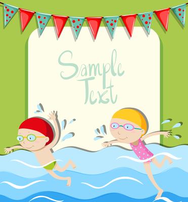 Girl and boy swimming