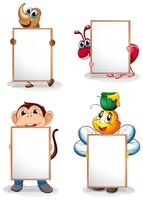 Four whiteboards in front of the four animals vector