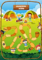 Boardgame template with camping theme vector