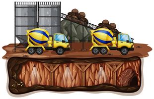 Mine Landscape and Yellow Truck vector