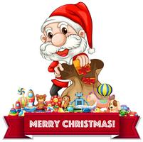 Christmas theme with Santa and many toys vector