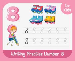 Number eight tracing worksheets vector