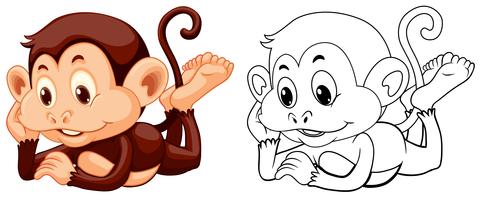 Animal outline for monkey relaxing vector