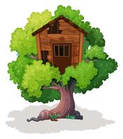 Old treehouse on the tree vector