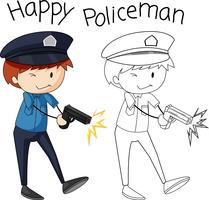 Doodle simple police character vector