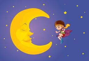 niño luna vector