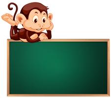 A cute monkey and blackboard banner vector